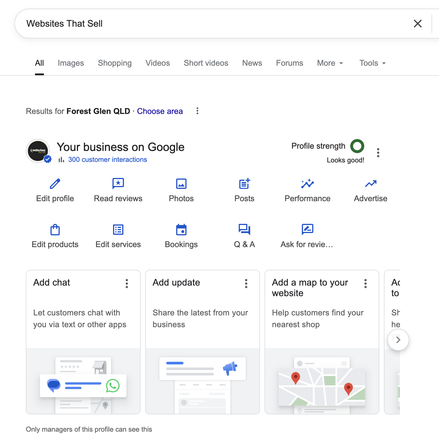 google business profile in search results to manage 
